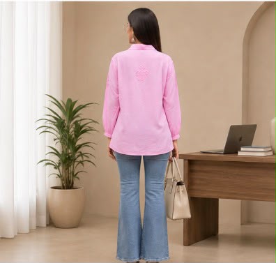 Chikankari Shirt – Powder Pink Hand Embroidered Modal Kurti for Women | House of Anaraa