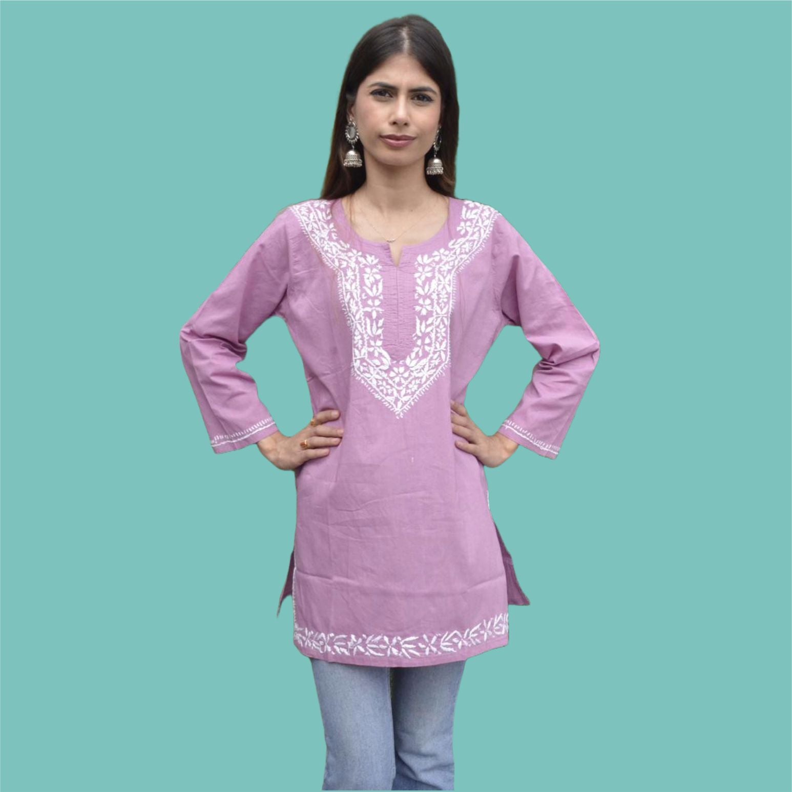 Chikankari cotton short tops-breathable, everyday ethenic wear by House of anaraa