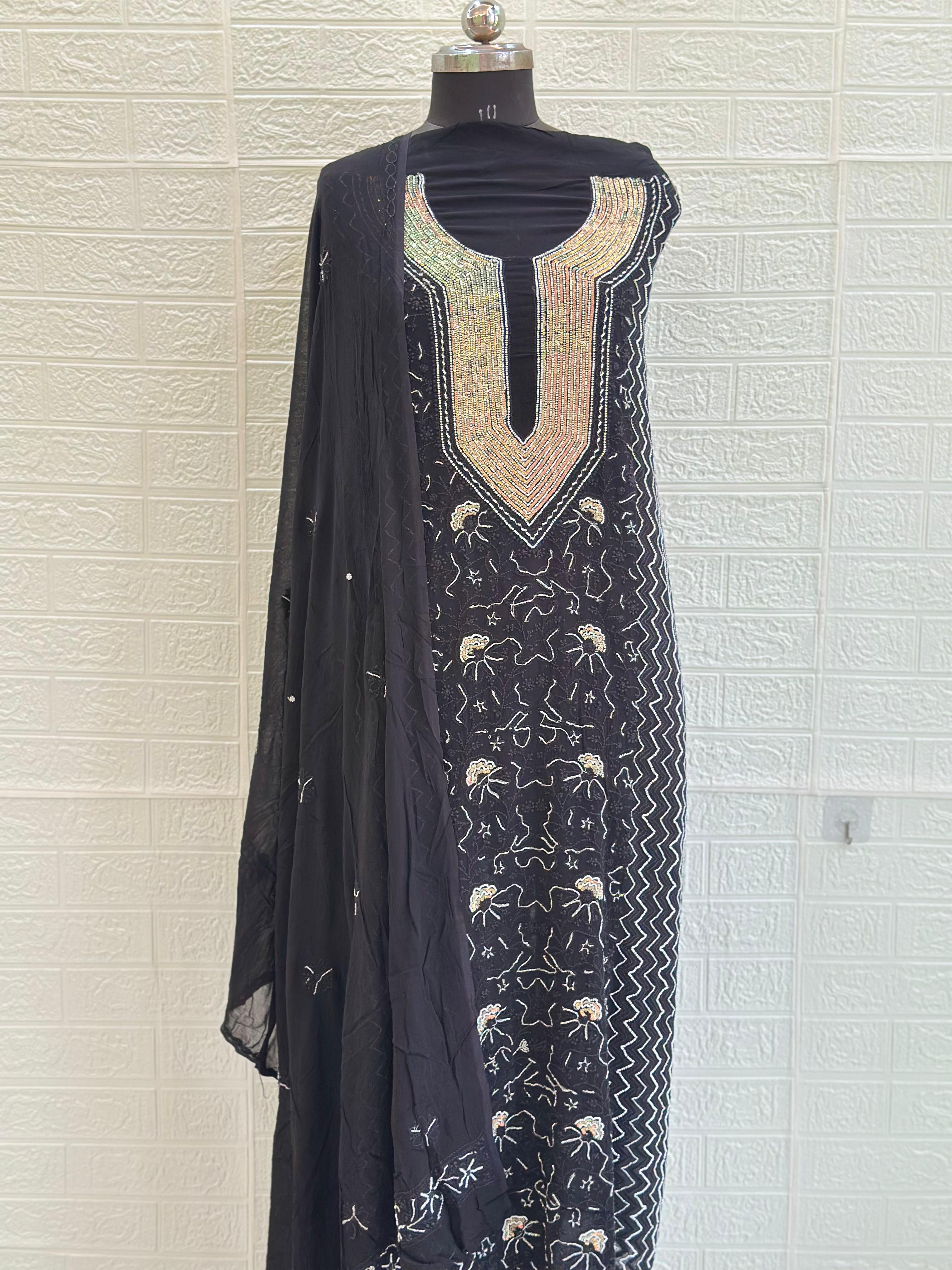 chikankari unstiched suit set