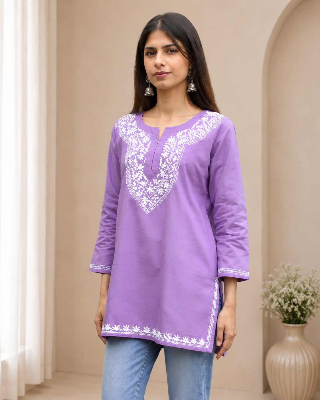 CHIKANKARI SHORT TOPS