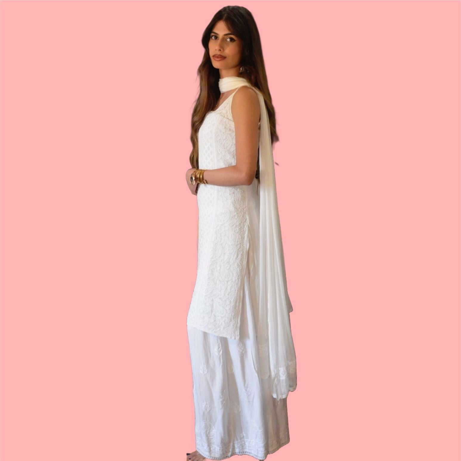 chikankari viscose suit set by House of Anaraa
