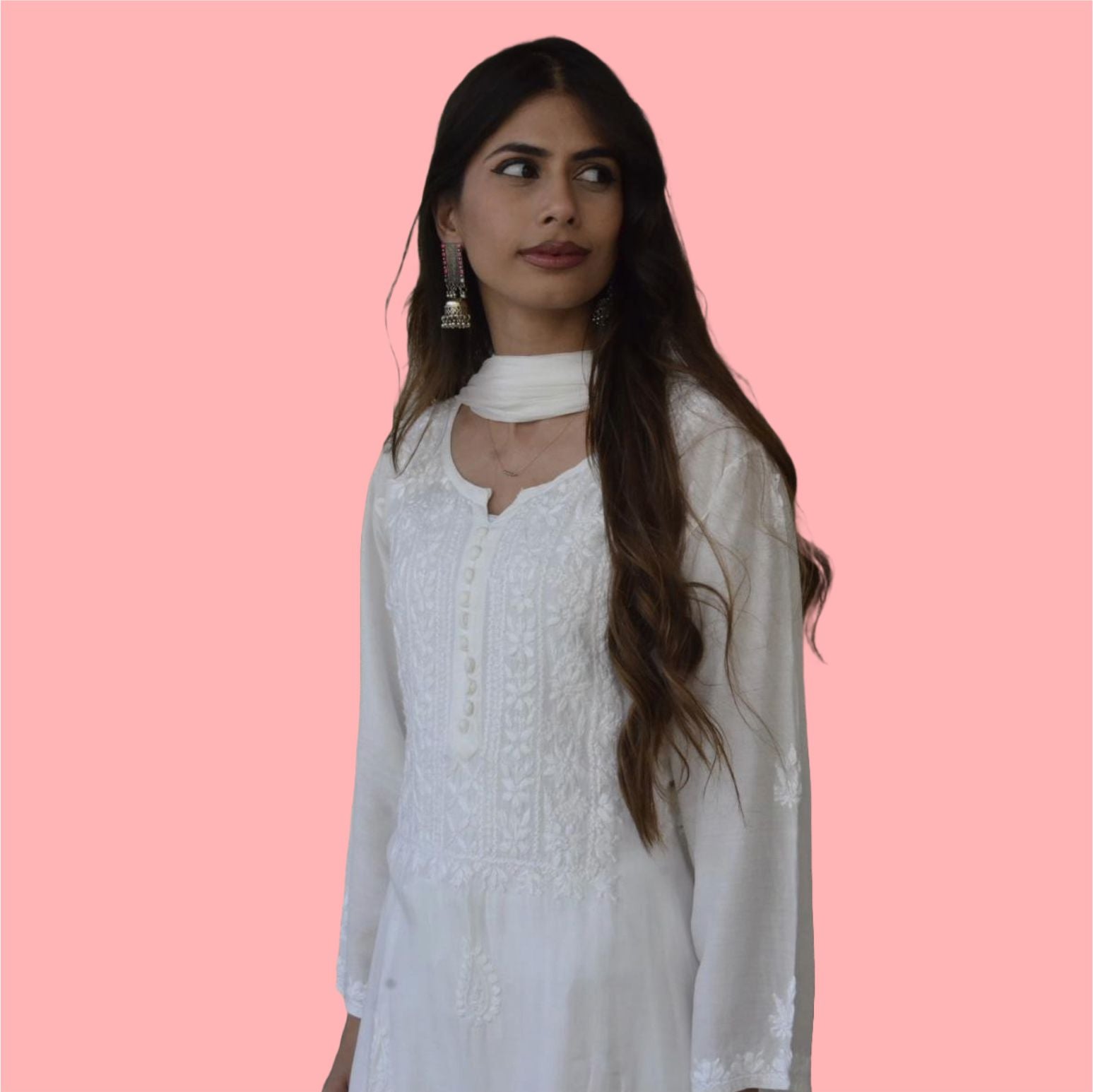 Elegant Muslin Chikankari Suit set with Dupatta-hand embroidered ethenic wear by house of Anaraa
