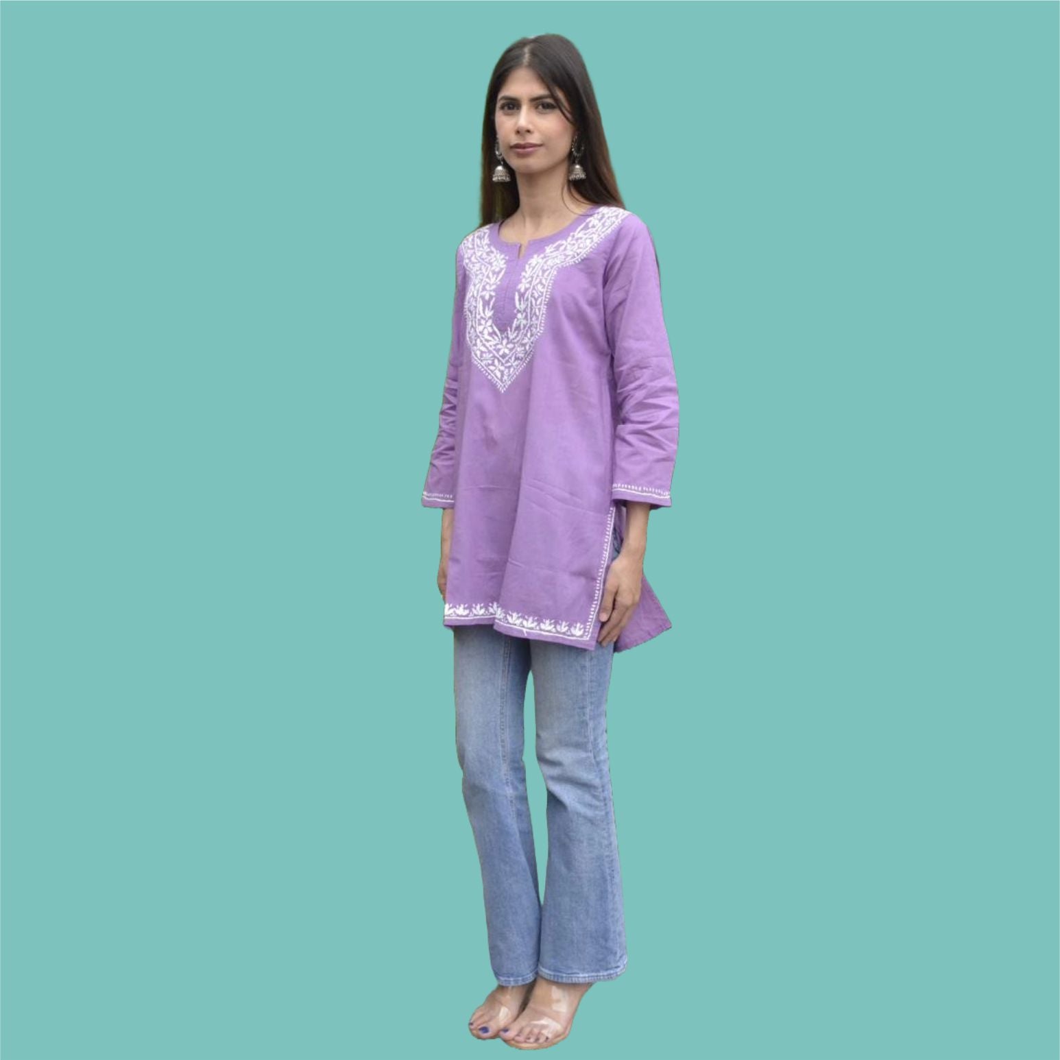 Chikankari cotton short tops-breathable, everyday ethenic wear by House of anaraa 