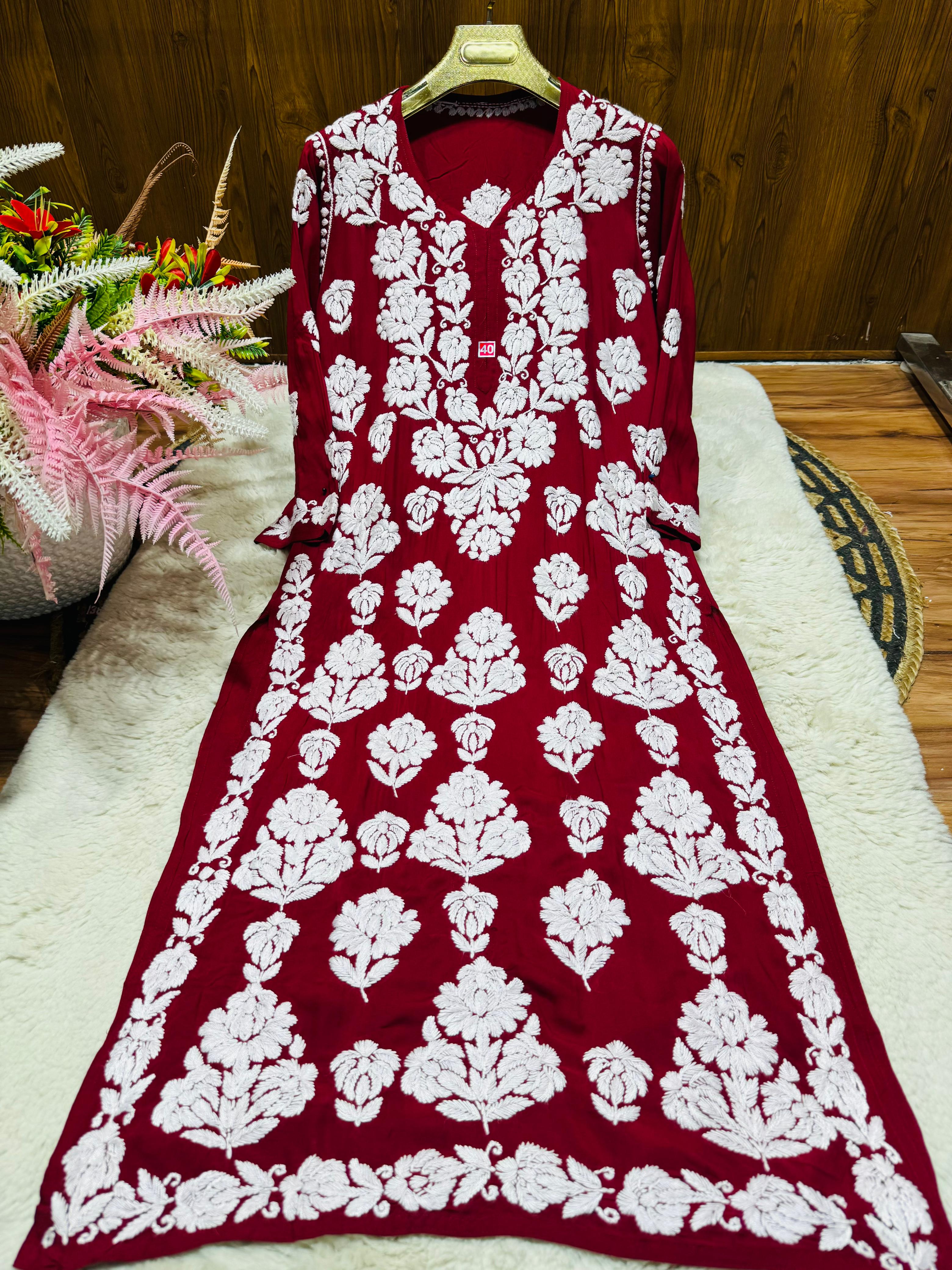 Chikankari Premium Lucknowi Modal Kurti