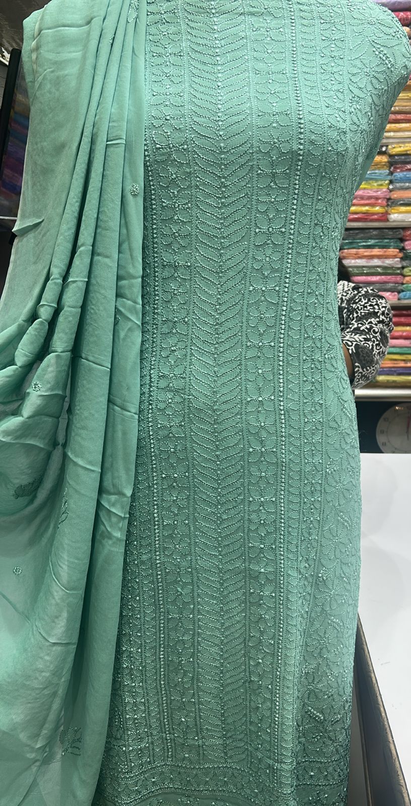 Beautiful Lucknowi Chikankari Unstitched 3-Piece Suit