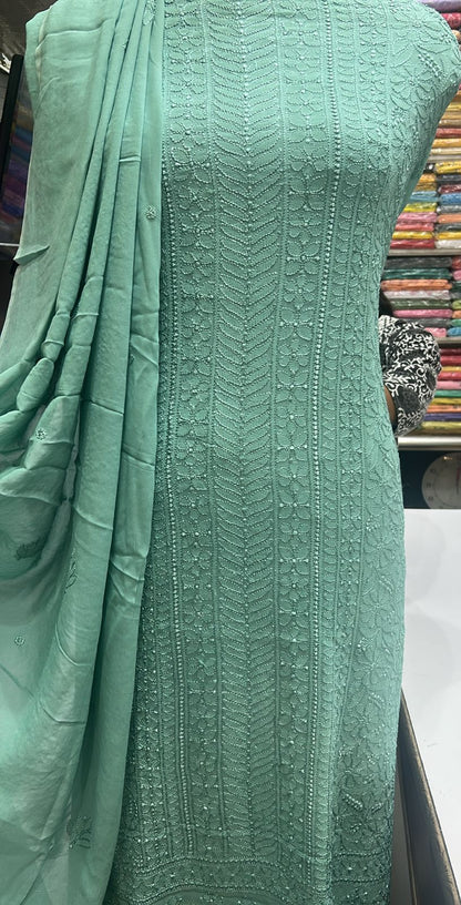 Beautiful Lucknowi Chikankari Unstitched 3-Piece Suit