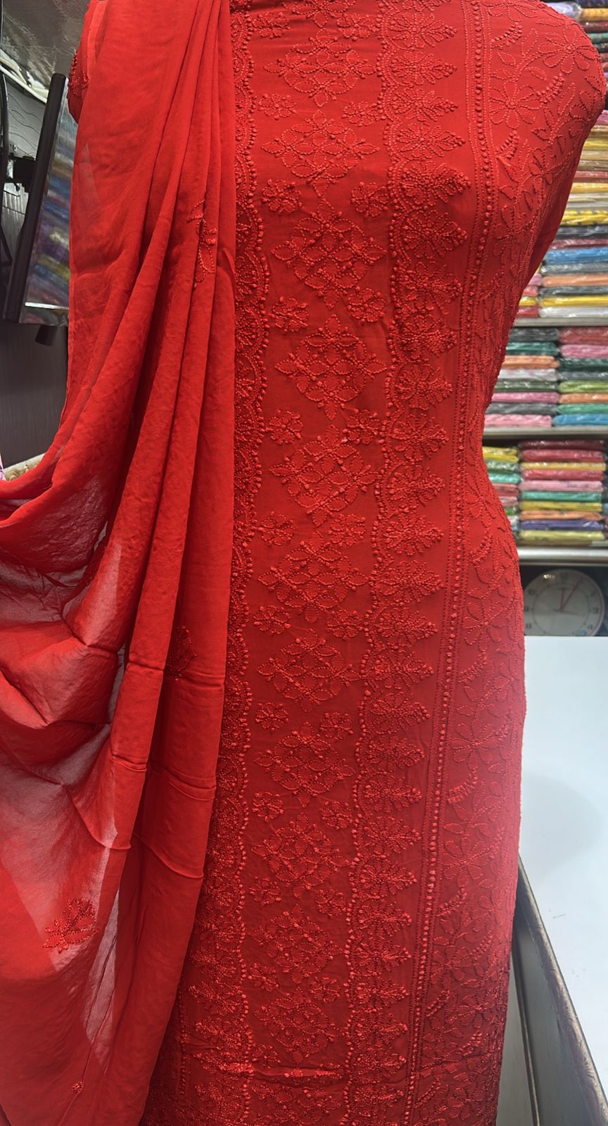Beautiful Lucknowi Chikankari Unstitched 3-Piece Suit