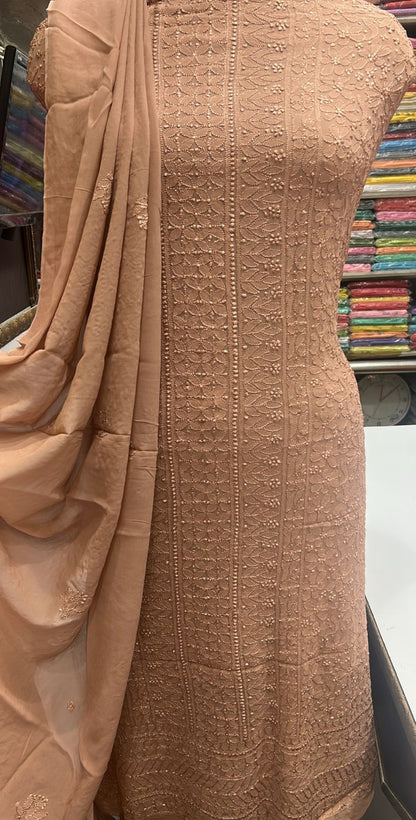 Beautiful Lucknowi Chikankari Unstitched 3-Piece Suit