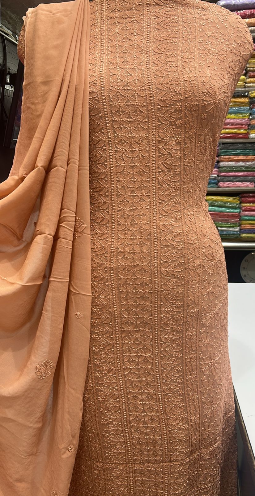 Beautiful Lucknowi Chikankari Unstitched 3-Piece Suit