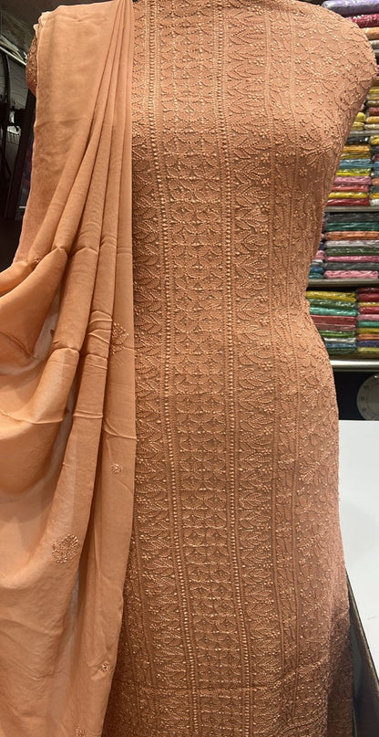 Beautiful Lucknowi Chikankari Unstitched 3-Piece Suit