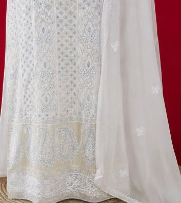 Chikankari Unstitched Viscose Kurti & Dupatta Set – Full Embroidery with Cutdana & Sequins Work