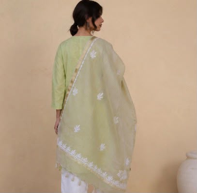 Chikankari Kota Doriya Dyeable Dupatta