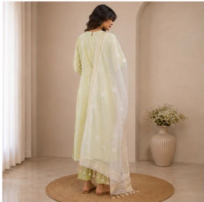 Chikankari Women's Mul Chanderi Silk Dupatta