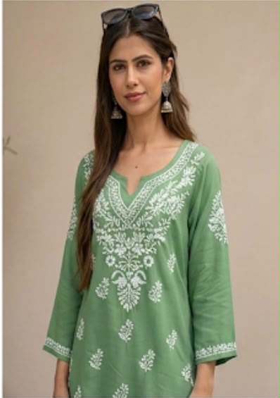 Mint Green Chikankari Short Top