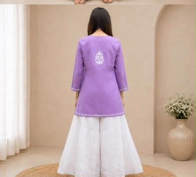 Chikankari Cotton Short Top For Women -HOUSE OF ANARAA