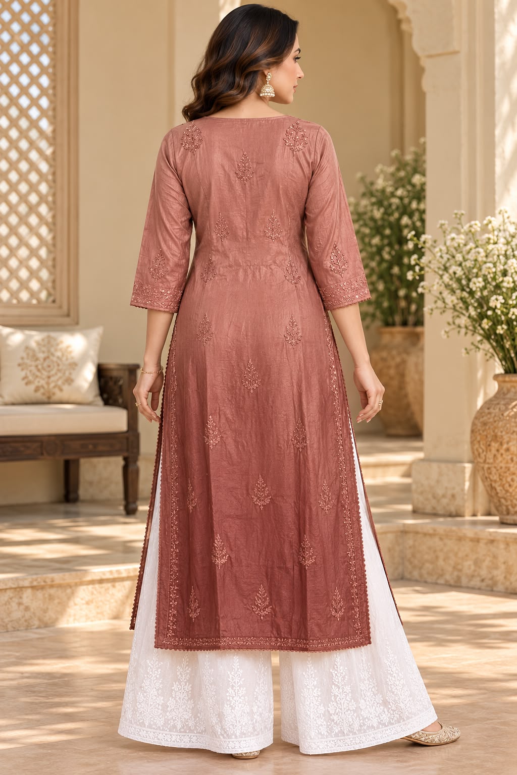 Meher Brown Ombre Muslin Long Kurti for Women | House of Anaraa