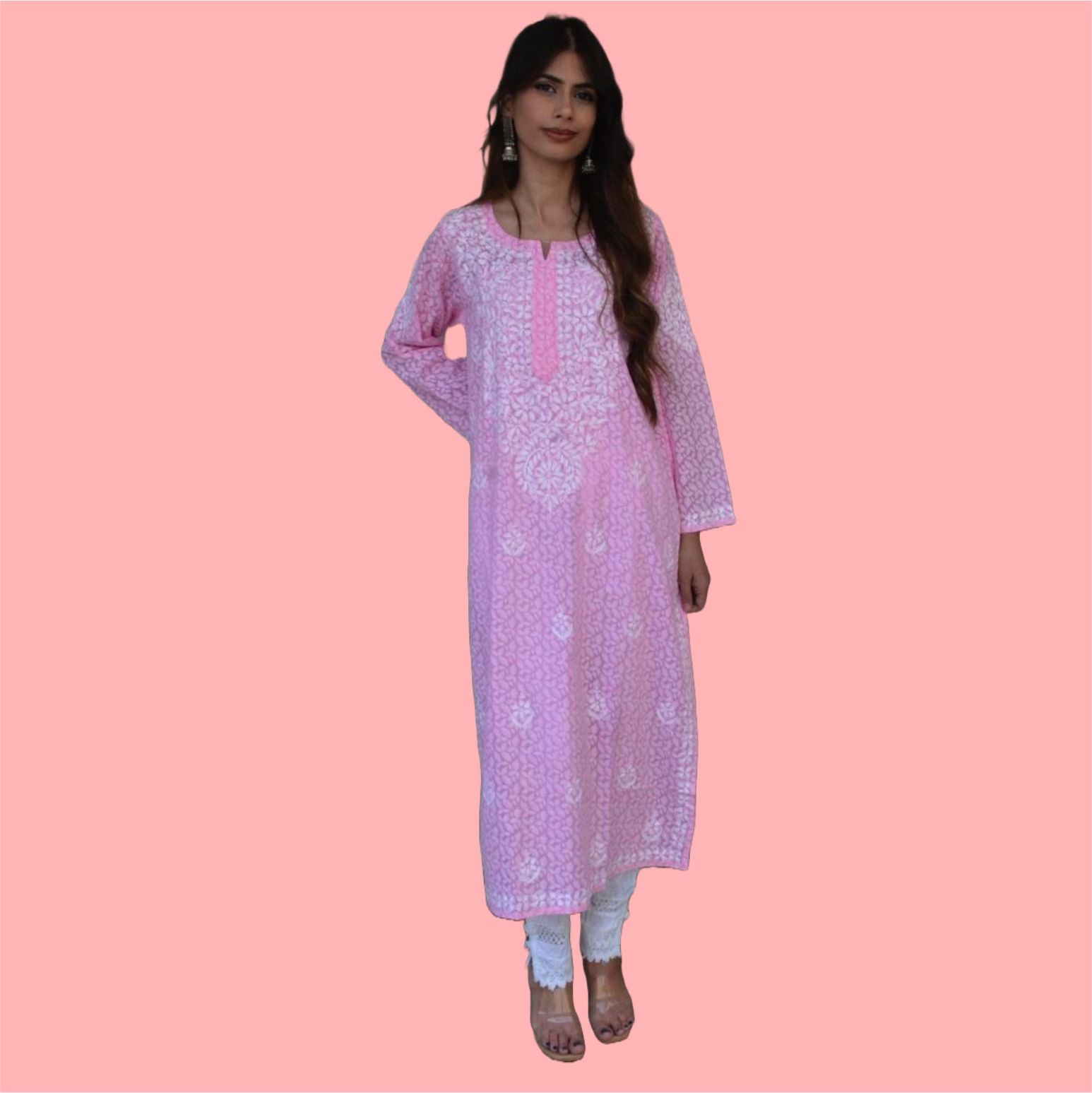 Brasso cotto chikankari kurti with hand embroidery -house of anaraa elegant ethenic wear