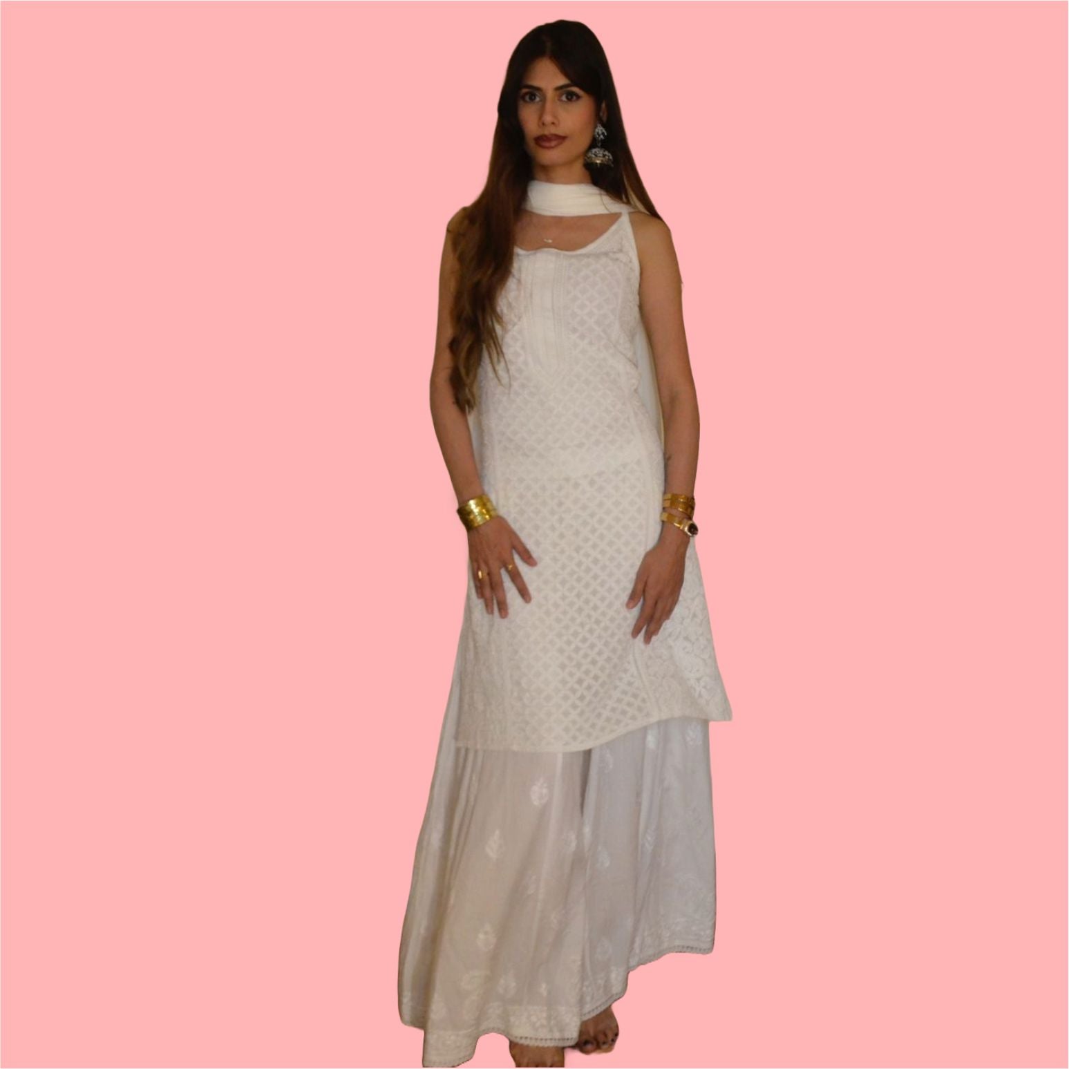 vescose chikankari suit set with hand embroidery and dupatta-house of anaraa ethenic collection.
